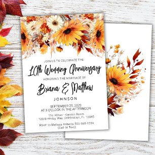 Fall Floral 10. Hochzeitstag Einladung