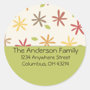 Fall Floral Abstrakt D1 - Rücksendeadressen-Aufkle Runder Aufkleber