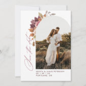 Fall Floral Arch Foto QR Code Hochzeit Save The Date (Vorderseite)