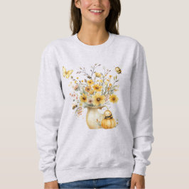 Fall Floral Arrangement, Pumpkin, Bumble Bees Sweatshirt