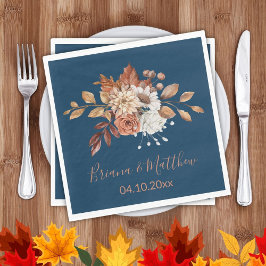 Fall Floral auf Navy Blue Wedding Napkins Serviette