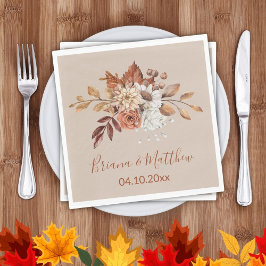 Fall Floral auf Taupe Hochzeit Napkins Serviette
