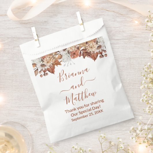 Fall Floral auf weißer Gunsttasche Geschenktütchen (Ausgeschnitten)