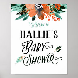 Fall Floral Baby Dusche Begrüßungszeichen Poster