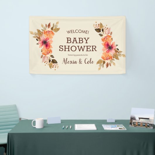 Fall Floral Baby Dusche Hintergrund Banner (Messeveranstaltung)
