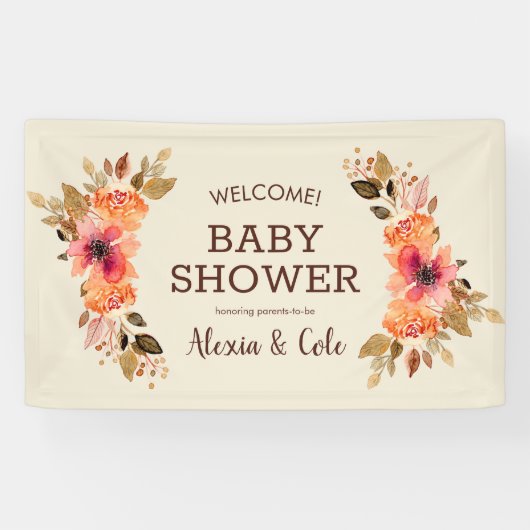 Fall Floral Baby Dusche Hintergrund Banner (Horizontal)
