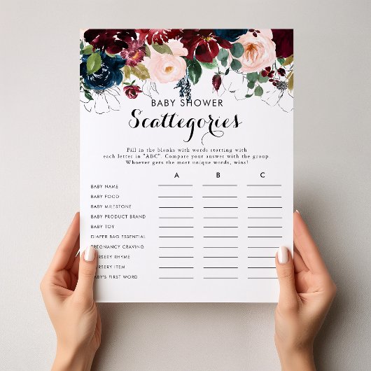 Fall Floral Baby Shooting Scattegories Spiel