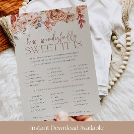 Fall Floral Baby Shower Candy Guessing Game Card Einladung