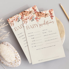 Fall Floral Baby Shower Predictions Game Sheet Flyer