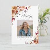 Fall Floral Beerdigung Foto Einladung (Stehend Vorderseite)