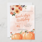 Fall Floral Birthday Party Einladung (Vorderseite)