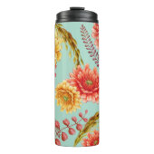 Fall Floral Blue Hintergrund Thermosbecher (Vorderseite)