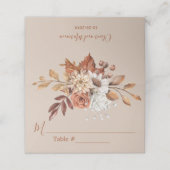 Fall Floral Blume Beige Hochzeitsstimmung Platzkar Platzkarte (Außenseite Aufgefaltet)