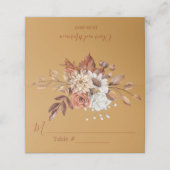 Fall Floral Blume Gold Wedding Platzkarte (Außenseite Aufgefaltet)