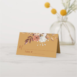 Fall Floral Blume Gold Wedding Platzkarte