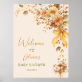 Fall Floral Boho Baby Dusche Willkommen Poster (Vorne)