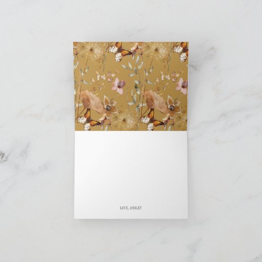 Fall Floral Boho Brautparty geflogen Dankeskarte (Innenseite)