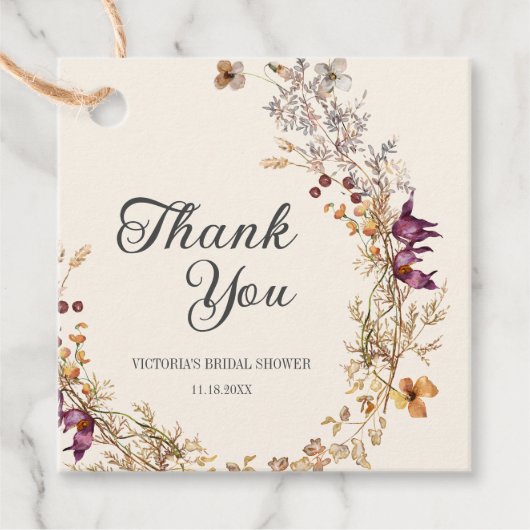 Fall Floral Boho Brautparty Geschenkanhänger (Vorderseite)