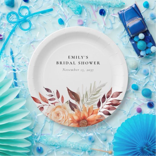 Fall Floral Boho Brautparty Pappteller (Party)