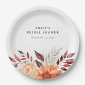 Fall Floral Boho Brautparty Pappteller (Vorderseite)