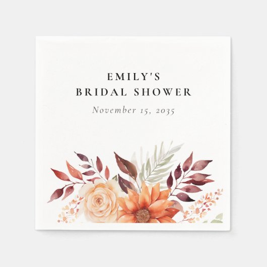 Fall Floral Boho Brautparty Serviette (Vorderseite)