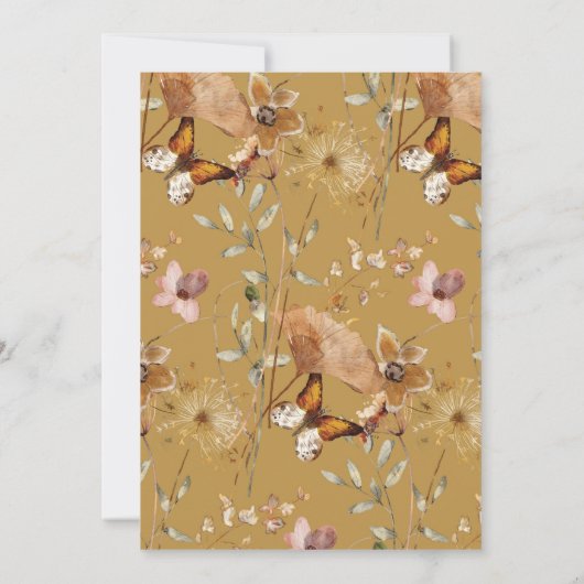 Fall Floral Boho Bridal Dusche Einladung (Rückseite)