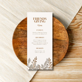 Fall Floral Boho Friendsgiving Menüvorlage Menükarte