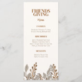 Fall Floral Boho Friendsgiving Menüvorlage Menükarte (Vorderseite)