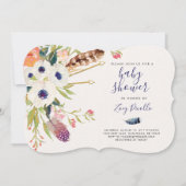 Fall Floral Boho Kinderdusche Einladung (Vorderseite)