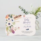 Fall Floral Boho Kinderdusche Einladung (Stehend Vorderseite)