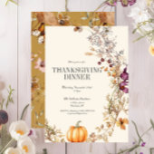 Fall Floral Boho Pumpkin Erntedank Dinner Einladung