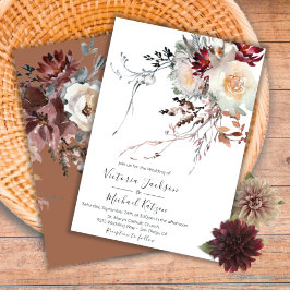 Fall Floral Boho Rustikale Wasserfarbenhochzeit Einladung