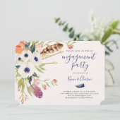 Fall Floral Boho Verlobung Einladung (Stehend Vorderseite)