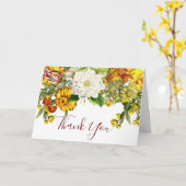 Fall Floral Botanisches Burgundy Gold Vielen Dank Karte (Gelbe Blume)