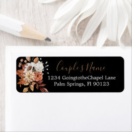 Fall Floral Bouquet auf Black Return Address Label