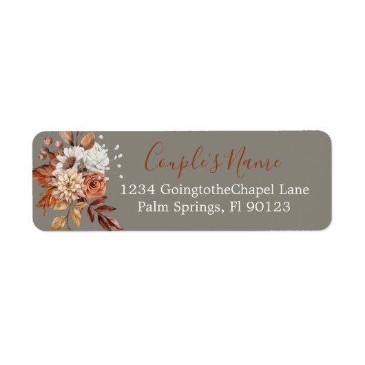 Fall Floral Bouquet auf Grau Label (Vorne)