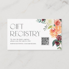 Fall Floral Bouquet Babydusche QR Code Registrieru Begleitkarte