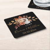 Fall Floral Bouquet Black Square Paper Untersetzer (angewinkelt)