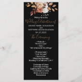 Fall Floral Bouquet Black Wedding Programm (Vorderseite)