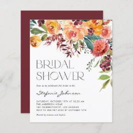Fall Floral Bouquet Bridal Dusche Einladung
