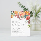 Fall Floral Bouquet Bridal Dusche Einladung (Stehend Vorderseite)