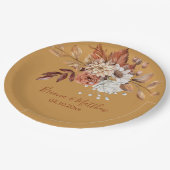 Fall Floral Bouquet Gold Hochzeitspapier-Teller Pappteller (Schrägansicht)