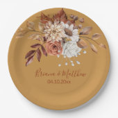 Fall Floral Bouquet Gold Hochzeitspapier-Teller Pappteller (Vorderseite)