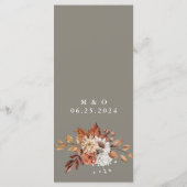 Fall Floral Bouquet Gray Wedding Menü Menükarte (Rückseite)