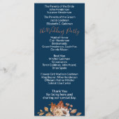 Fall Floral Bouquet Navy Blue Wedding Programm (Rückseite)