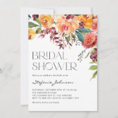 Fall Floral Bouquet QR Code Brautparty Einladung (Vorderseite)