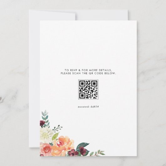 Fall Floral Bouquet QR Code Brautparty Einladung (Rückseite)