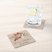 Fall Floral Bouquet Taupe Square Paper Untersetzer (Vor Ort)