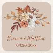 Fall Floral Bouquet Taupe Square Paper Untersetzer (Vorderseite)