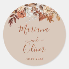 Fall Floral Bouquet Taupe Umschlag Aufkleber